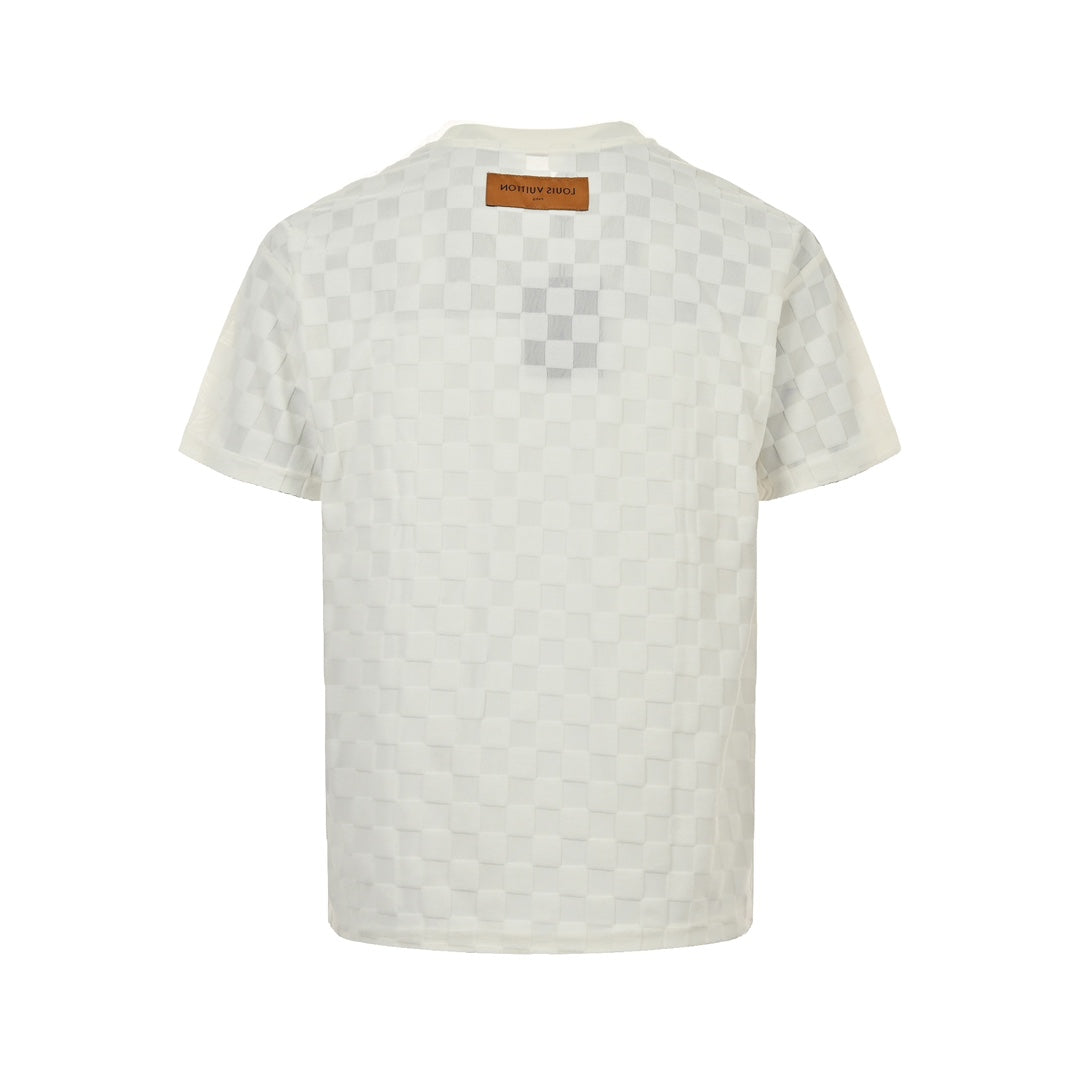 flocked checkerboard short sleeves