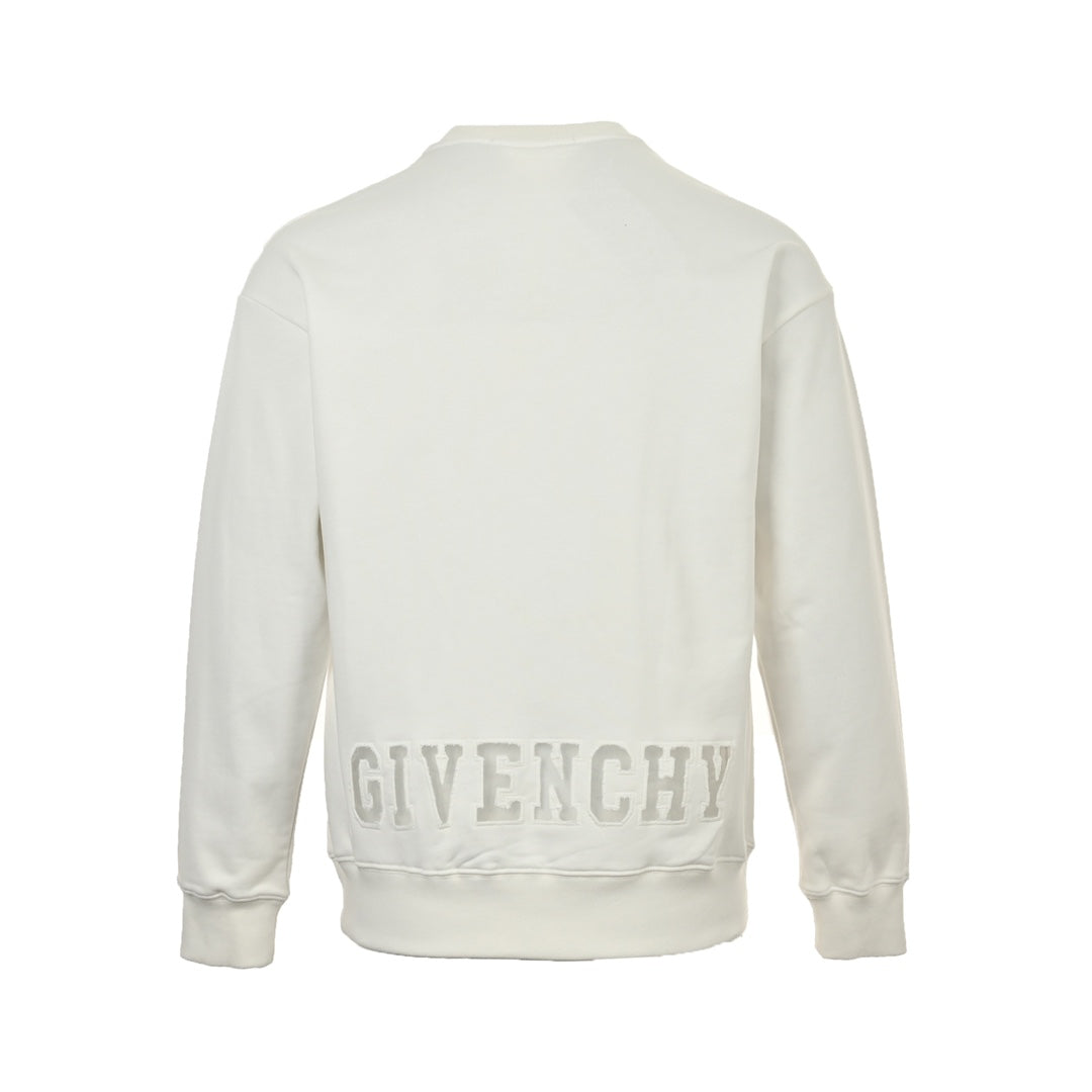 Round neck sweatshirt with embroidered letter logo on front and back