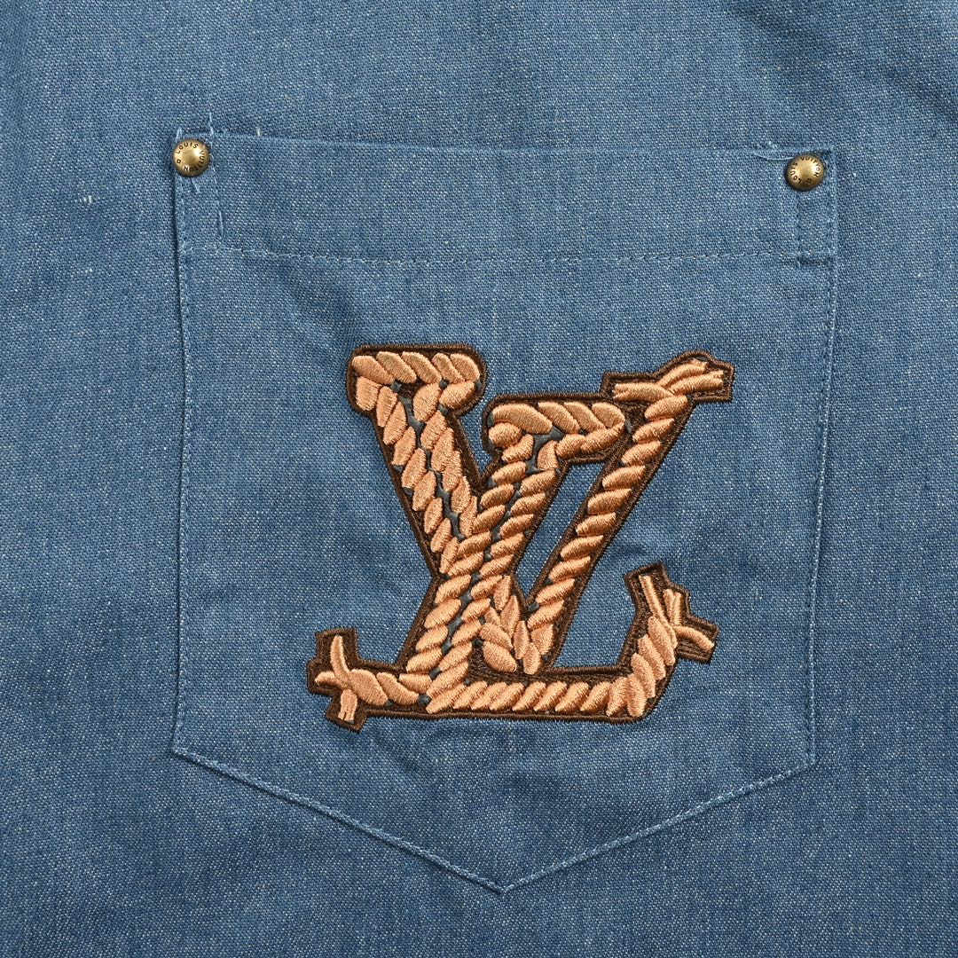 Hemp rope embroidered letter logo denim suit