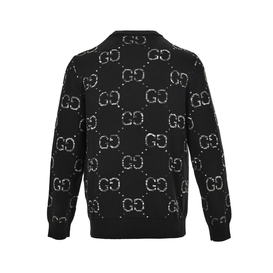 Gradient all-over jacquard logo crew neck sweater