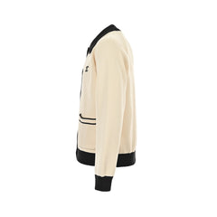 CC logo lapel contrast knitted sweater jacket